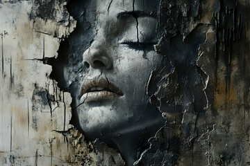 Textured wall background emotional portrait