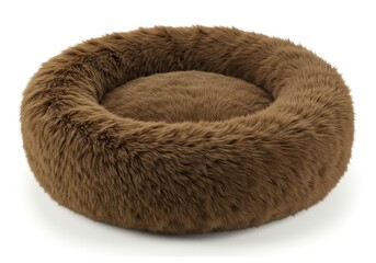 Obraz premium Cozy Brown Fur Pet Bed - Luxurious brown fur pet bed, perfect for small to medium-sized pets. Soft, comfortable, and inviting