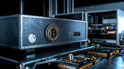 A depiction of cryptocurrency protection and digital hardware components