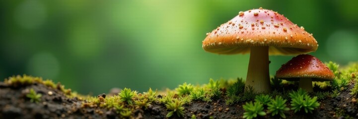 Fototapeta premium Subtle mushroom texture, muted greens & browns, autumn, macro