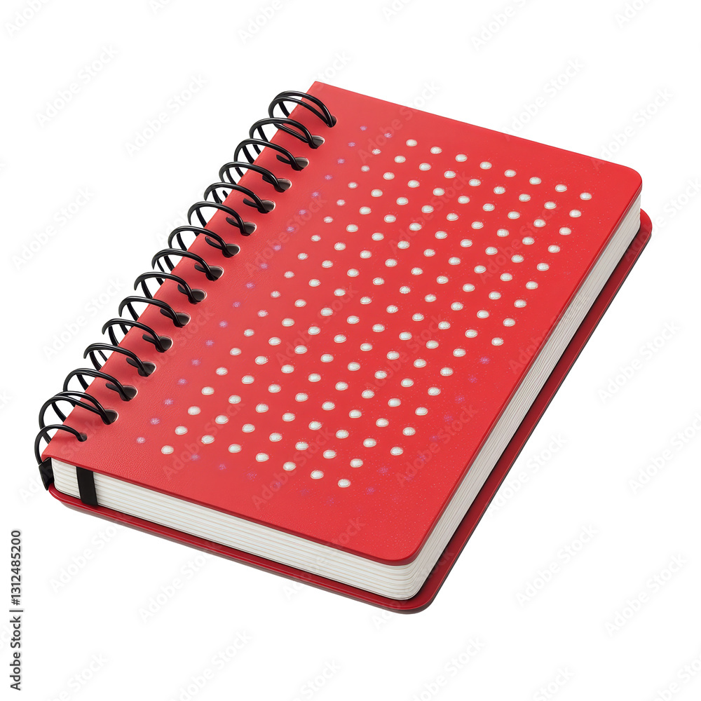 Poster bright red dotted notebook with a looped spine, perfect for jotting down ideas and notes at any time