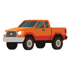 Vintage red toy car isolated on white background