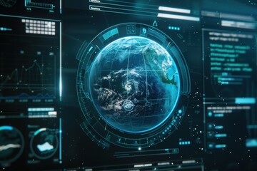 Global terraforming progress tracker earth monitoring digital interface sci-fi