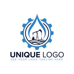 Obraz premium Oil and gas drilling industry minimal logo design Oil and gas field industry logo