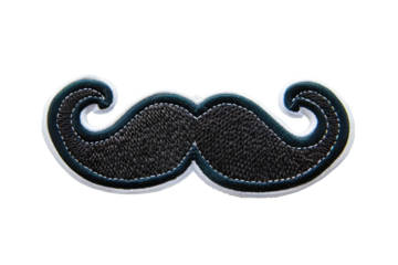 Vintage Mustache Patch With White Trim On A white Background. Retro Style.