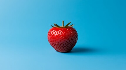 Strawberry on blue background for healthy eating campaign or marketing