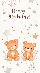 Obraz premium Teddy bears and stars in birthdaythemed s