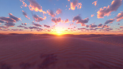 Pink and Orange Desert Sunset Landscape
