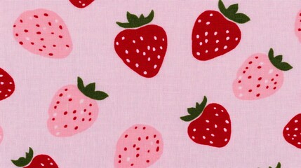 Strawberry pattern repeats on pink for backdrops, fabric, kids' projects, and cute, fruity backgrounds