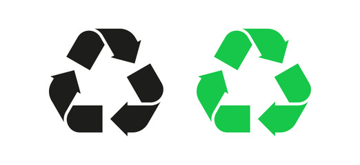Recycle icon. Set of two recycle icons isolated on white background. A clean and modern vector illustration for eco-conscious branding, green initiatives, and zero-waste projects
