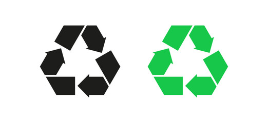 Recycle icon. Set of two recycle icons isolated on white background. A clean and modern vector illustration for eco-conscious branding, green initiatives, and zero-waste projects