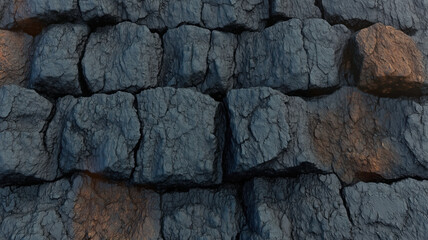 Fototapeta premium Explore the rugged beauty of seamless volcanic basalt rock texture with deep cracks and a rough, porous surface