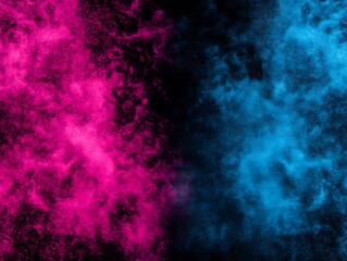 Fototapeta premium Abstract clash of vibrant hues, pink and blue against dark backdrop