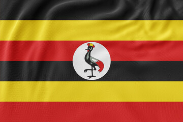 3D flags of uganda with patriotic symbols waving in the wind