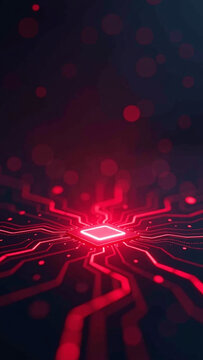 futuristic technology features red light glow dark background digital particle effects banner design