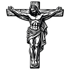 clip art of sketches of jesus on the cross st vector