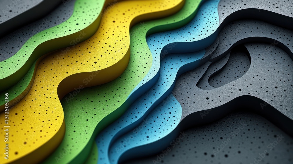 Poster abstract 3d wave layers: vibrant color palette and textured surface