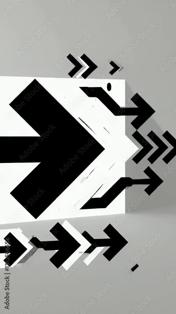 Poster dynamic progression of abstract arrows on a light background
