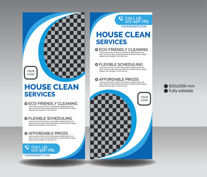Cleaning services roll up banner design template