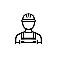 Construction worker vector icon, Construction Worker Icon: Simple Black and White Hard Hat Illustration for Labor and Safety Themes