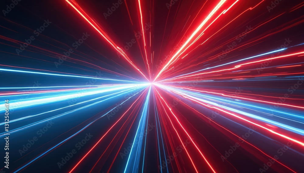 Aufkleber abstract patriotic background with red, white, blue lines emanating from center. neon rays move thro