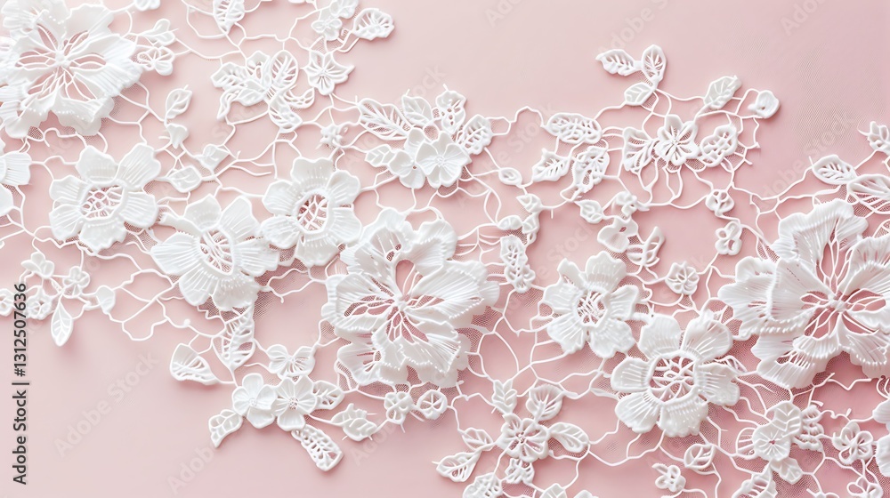 Poster a background featuring a delicate lace pattern in white on a soft pink backdrop