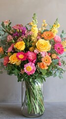A Colorful Assortment of Fresh Flowers Arranged Beautifully in a Vase