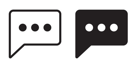 A set of chat icons. A comment or message icon. A speech bubble icon and symbol. Chat, dialog, or messaging bubbles with dots. For social media and websites. Flat icons. EPS 10. Vector illustrations