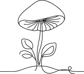Line Drawing of Mushroom Vector Art