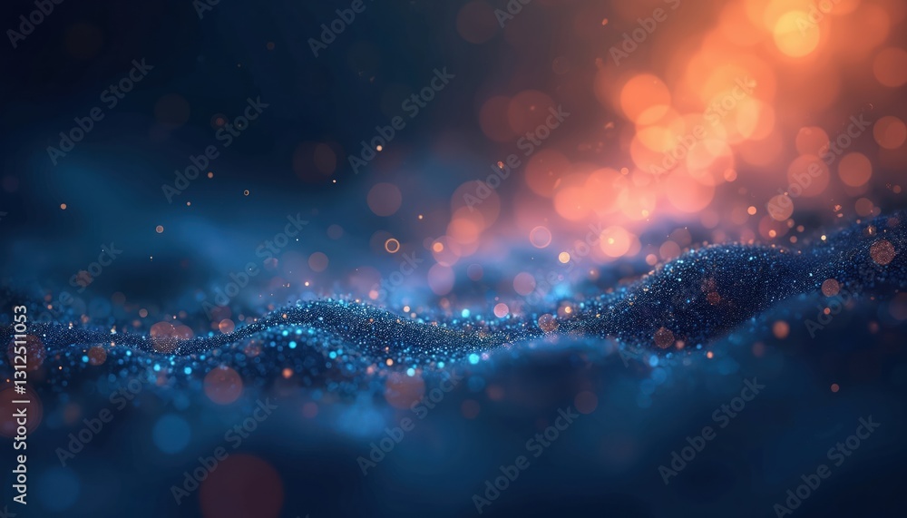 Aufkleber abstract dark blue background with dots, particles. futuristic backdrop wallpaper with bokeh effect,