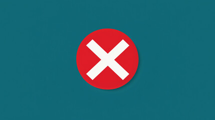 Obraz premium Graphic illustration of a red circle with a white cross symbol on a teal background, conveying prohibition or rejection Generative AI