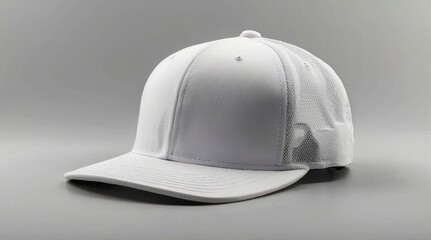 Fototapeta premium White Trucker Hat Blank Baseball Cap Mesh Back