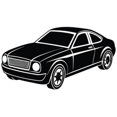 Fototapeta premium Car Illustrations, Vehicle Silhouettes, Black and White Cars.