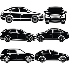 Car Illustrations,
Vehicle Silhouettes,
Black and White Cars.