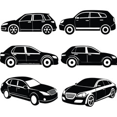 Car Illustrations,
Vehicle Silhouettes,
Black and White Cars.
