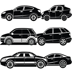 Car Illustrations,
Vehicle Silhouettes,
Black and White Cars.