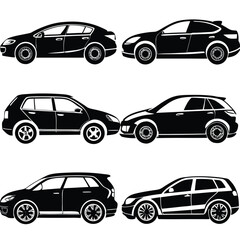 Car Illustrations,
Vehicle Silhouettes,
Black and White Cars.