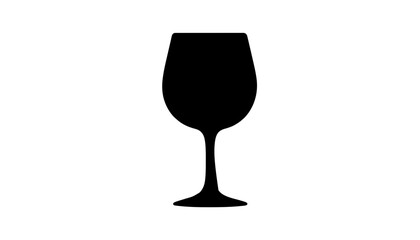 Minimalist black silhouette of a wine glass on a white background