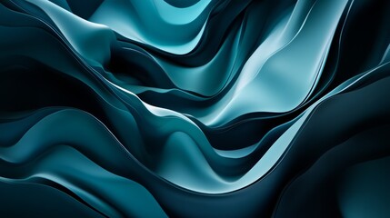 Obraz premium deep cyan and blue abstract background with smooth gradients and layered waveforms, futuristic and elegant, artistic and vibrant composition