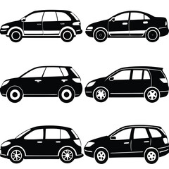 Car Illustrations,
Vehicle Silhouettes,
Black and White Cars.