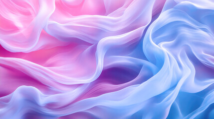 Obraz premium Delicate waves of pink and blue chiffon fabric flowing gracefully