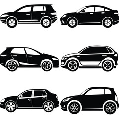 Car Illustrations,
Vehicle Silhouettes,
Black and White Cars.