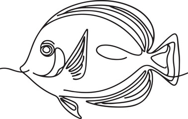 Blue Tang Fish Line Drawing - Minimalist Vector Illustration
