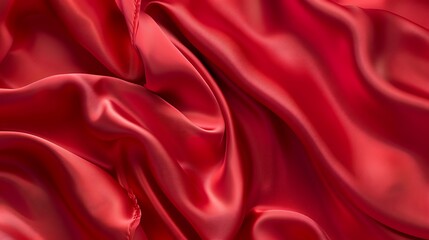 Obraz premium A background with a smooth, silky satin texture in vibrant red.