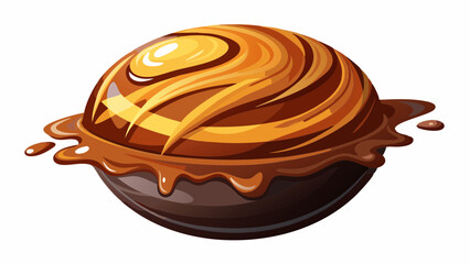 Of Floating chocolate truffle with molten caramel explosion isolated on white