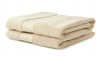 Soft Beige Bath Towel Folded Neatly