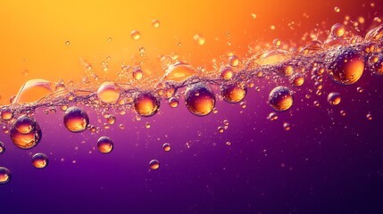 deep purple and orange abstract background with floating bubbles and soft gradients, sleek and futuristic, artistic and modern composition