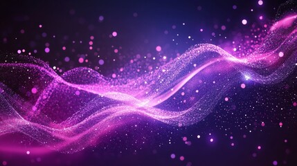 deep purple and pink abstract background with floating triangular patterns and glowing highlights, futuristic and elegant, artistic and high-tech design