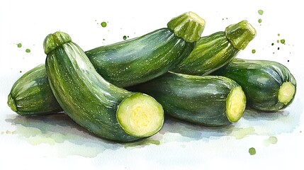 zucchini clipart isolated watercolor element illustration detailed illustration