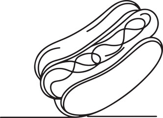 Delicious Hot Dog Vector Illustration with Simple Line Art